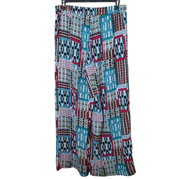 Cato Women's Palazzo Pants L Colorful Geometric Elastic Waist Urba Hip Hop Chic - Picture 1 of 8